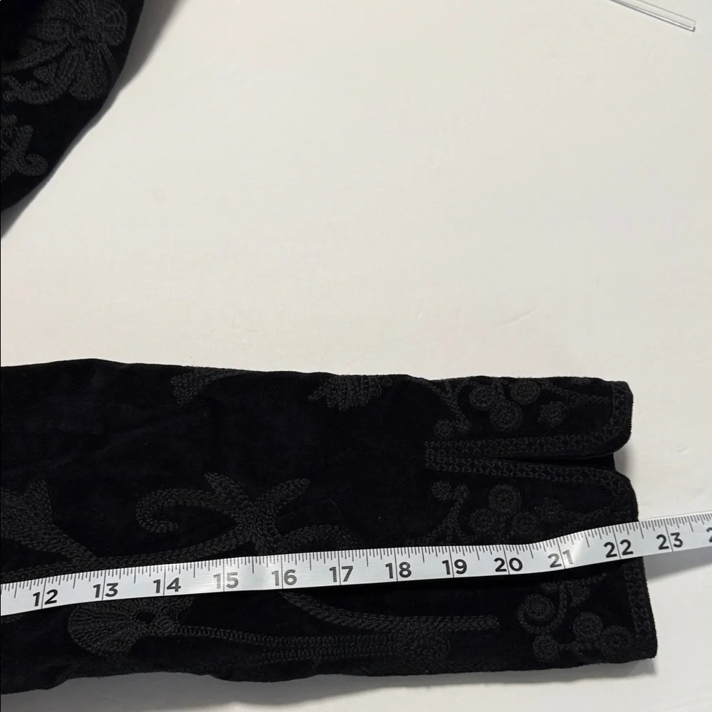 Vintage Nygard Collection Black Velvet Embroidered Cotton Women's Blazer Size 16 - Picture 14 of 15